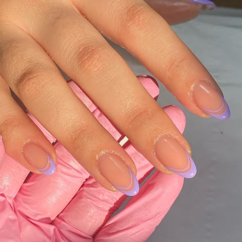 Spring Color French Nails, Color Block French Tip Nails, Simple French Tip Nail Designs, French Tip Color Ideas, Oval Spring Nails, French Colored Tips Nails, Pastel Nails French Tip, Acrylic Nail Designs French Tip Ideas, Spring French Manicure