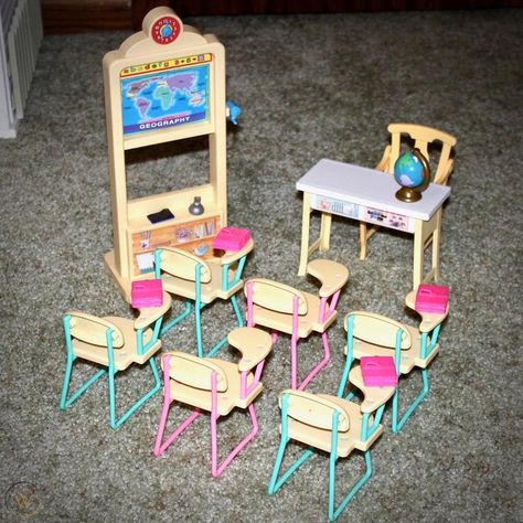 Barbie School Supplies, Barbie Classroom, Teacher's Desk, Cooking Toys, Barbie Doll Set, Toy Room, Teacher Desk, School Desks, Grandma's House