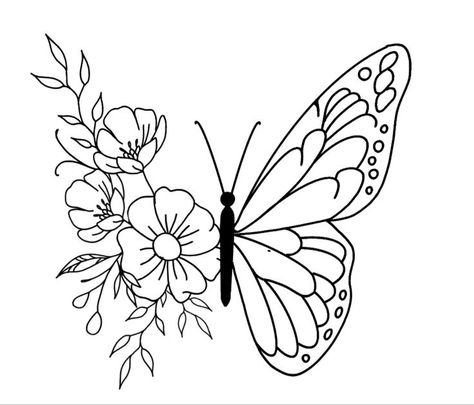 Embroidery Patterns Free Templates, Flower Pattern Drawing, Hand Embroidery Patterns Free, Diy Embroidery Designs, Diy Embroidery Patterns, Pola Sulam, Hand Work Embroidery, Butterfly Drawing, Hand Embroidery Flowers