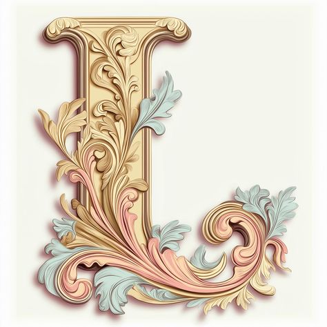 Pastel Typography, Name Starts With A, Names Starting With A, Digital Alphabet, Pastel Vintage, Letter L, Lettering Alphabet, Paper Size, Letter Prints