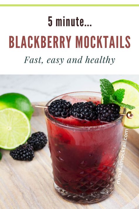 Blackberry Mocktail, Blackberry Cocktail, Blackberry Drinks, Easy Mocktails, Easy Mocktail Recipes, Virgin Drinks, Non Alcoholic Cocktails, Mojito Recipe, Strawberry Daiquiri