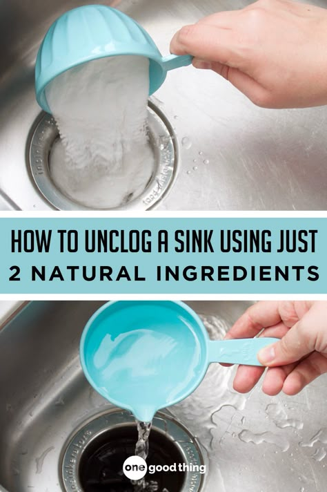 Unclog Kitchen Sink, Unclog A Sink, Cleaning Sink Drains, Baking Soda Drain Cleaner, Unclog Sink, Cleaning Essentials, Baking Soda Benefits, Unclog Drain, Baking Soda Vinegar