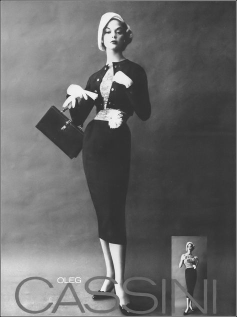 Jean Patchett in suit by Oleg Cassini, Vogue, February 1, … | Flickr Jean Patchett, Life In The 1950s, Oleg Cassini, February 1, 1950s Fashion, 50 Fashion, Chic Outfits, Printer, Little Black Dress