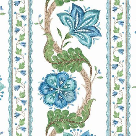 Sunnia Manahil, Curtain Fabric Patterns, Full Length Curtains, Modern Textiles Patterns, Chintz Wallpaper, Print Motifs, Blue Green Fabric, Indian Motifs, Fabric Styles