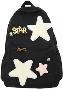 irLocy Star Backpack Y2K Backpack Preppy Backpack Aesthetic Backpack with Embroidery Patch Y2k Accessories (Black) Y2k Backpack Aesthetic, Backpack Y2k, Cool Y2k Backpacks, Y2k Style Travel Backpack, Y2k Backpack, Star Backpack, Star Backpack Y2k, Preppy Backpack, Aesthetic Backpack