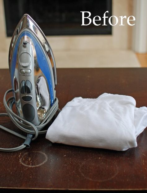 It Works! Before & After of Using an Iron to Remove Water Rings from Furniture - Apartment Therapy Furniture Fix, Water Rings, Utila, Apartment Furniture, Clever Hacks, Diy Repair, Simple Life Hacks, Diy Cleaning Products, Cleaning Organizing