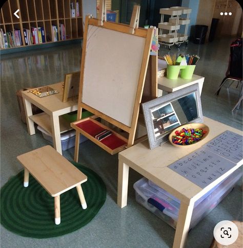 Head Start Classroom Setup, Montessori Centers Preschool, Preschool Classroom Design Ideas, Displaying Books Without A Bookshelf, Reggio Classroom Layout, Pre Kindy Room Set Up, Kindy Classroom Set Up, White Shiplap Bulletin Board Classroom, Small Classroom Setup Layout Preschool