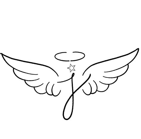 Angel Wings Wrist Tattoo, Angel Wings Initial Tattoo, Fine Line Angel Wings Tattoo, Alas Tattoo, Angel Sketch, Rip Tattoo, Angel Wings Drawing, J Tattoo, Heart Temporary Tattoos