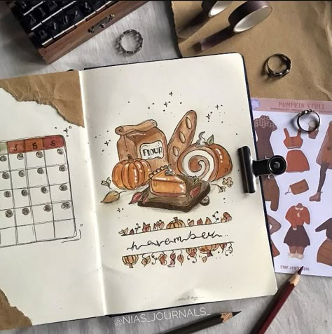 Cozy Bujo Theme, Cozy Bullet Journal Theme, Fall Bujo Theme, Cozy Sketch, Cozy Journaling, Fall Bujo, Bujo Cover Page, October Journal, Bullet Journal Decoration