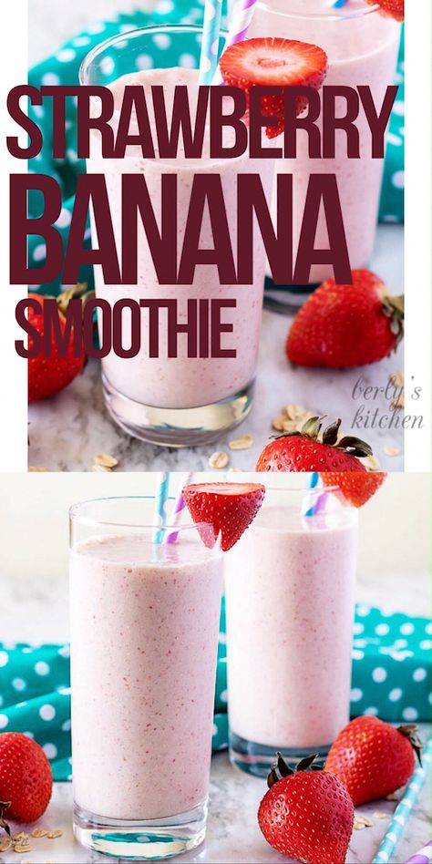 Strawberry Banana Smoothie Recipe, Desserts Strawberry, Resep Starbuck, Banana Breakfast Smoothie, I Heart Recipes, Resep Smoothie, Smoothie Recipes Strawberry, Heart Recipes, Kiwi Smoothie