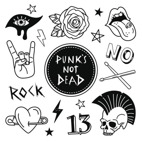 Emo Tattoo Ideas Punk Rock, Tattoo Ideas Punk, Emo Tattoo Ideas, Punk Rock Tattoos, Punk Rock Men, Patches Collection, Punk Symbols, Punk Tattoos, Star Tattoo Meaning