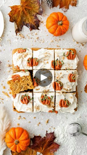 Fall Sheet Cake, Pumpkin Spice Sheet Cake, Sheet Cake Decorating Ideas, Spice Sheet Cake, Sheet Cake Decorating, Moist Pumpkin Cake, Pumpkin Sheet Cake, Vegan Pumpkin Spice, Yay Or Nay