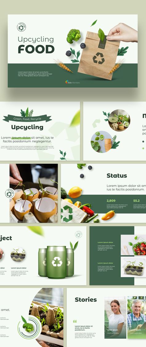 Professional Ppt Design, Food Pitch Deck, Pitch Deck Presentation Design, Green Presentation Background, Green Ppt Template, Food Presentation Design, Product Presentation Design, Vegetable Presentation, Food Proposal