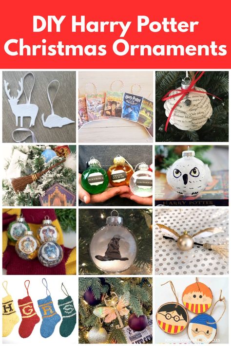 Add a whole lotta magic to your tree with these Harry Potter Christmas ornaments, that you can make for your tree. Broomsticks, snitches, Patronus and more. #harrypotterchristmas #harrypotterornaments #harrypotterdiy #christmasornamentsfortweens #kitchencounterchronicles Harry Potter Diy Christmas Ornaments, Harry Potter Christmas Tree Diy, Harry Potter Ornaments Diy, Harry Potter Christmas Tree Ornaments Diy, Hogwarts Ornaments Diy, Harry Potter Ornaments Cricut, Harry Potter Christmas Tree Ideas, Harry Potter Tree Christmas Ornaments, Diy Harry Potter Ornaments