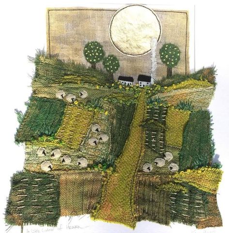 Landscape Art Quilts, Irish Cottage, Irish Landscape, Textile Art Embroidery, Textiles Projects, Creative Textiles, Contemporary Textiles, Landscape Quilts, Irish Art