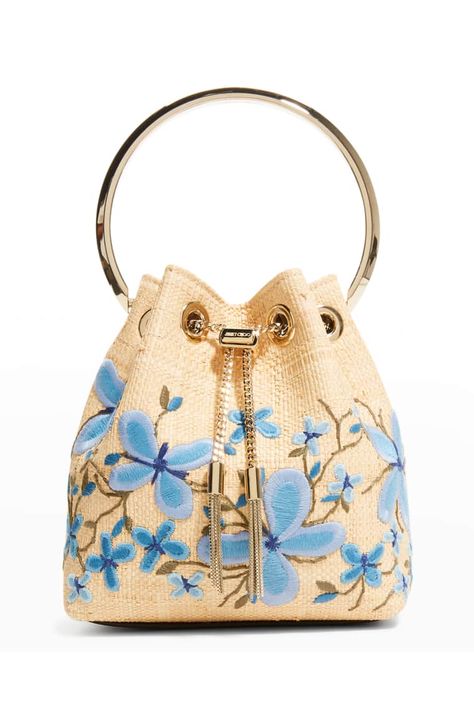 V59ZV Jimmy Choo Bon Bon Flower Embroidery Top-Handle Bag Allover Flower, Fancy Purses, Trendy Purses, Luxury Bags Collection, Soft Gamine, Everyday Handbag, Jimmy Choo Bag, Buy Bags, Embroidery Bags