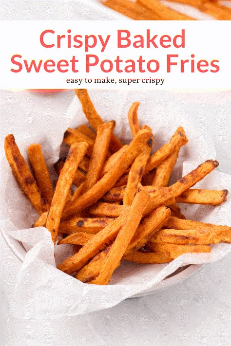 Paleo Sweet Potato Fries, Homemade Sweet Potato Fries, Air Fryer Sweet Potato Fries, Making Sweet Potato Fries, Sweet Potato Oven, Frozen Sweet Potato Fries, Sweet Potato Recipes Fries, Baked Sweet Potato Fries, Crispy Sweet Potato Fries