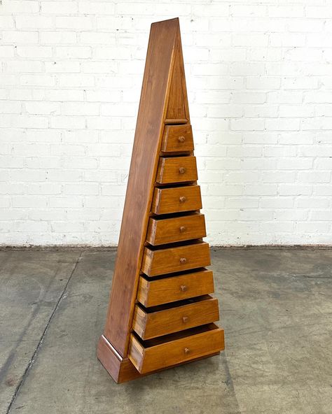 Pyramid Chest of Drawers Price: 1100 Dimensions: W21 D10.5 H59.5W21 D10.5 H59.5 Mid Century Vintage Furniture, Vintage Mid Century Furniture, April 6, Wood Drawers, Mid Century Vintage, Chest Of Drawers, Pyramid, Vintage Furniture, New Homes