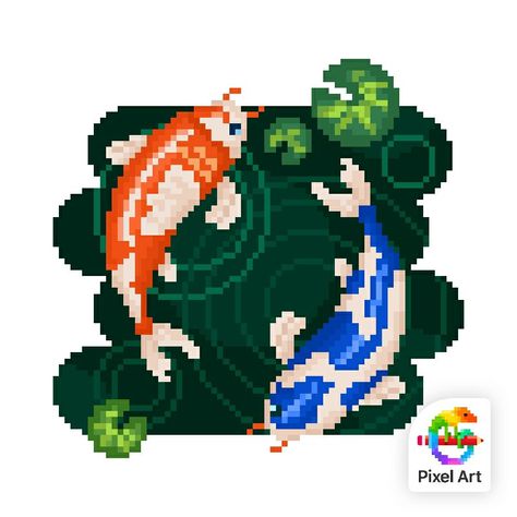 Koi Fishes, Perler Patterns, Koi Fish, Gravity Falls, Beading Patterns, Koi, Pixel Art, Mario Characters, Fish