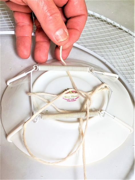 How To Make A Plate Wreath Damage Free! - Cloches & Lavender Dish Wreaths, Plate Wall Display, Plate Wreath, Vintage Tea Rooms, Paint Stirrers, Teacup Crafts, Dish Display, Space Craft, Plate Hangers