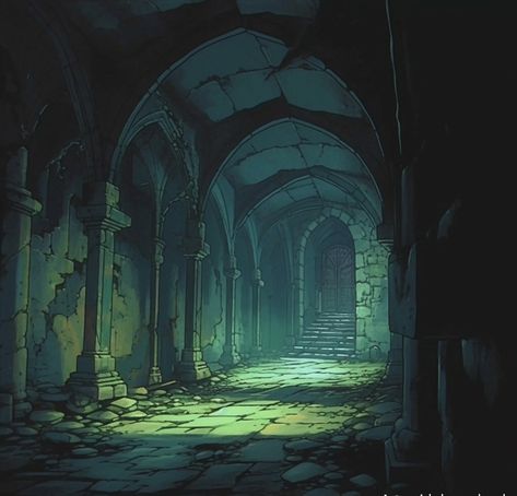 Grim Hollow Art, Dungeon Interior Concept Art, Secret Lair Concept Art, Evil Lair Concept Art, Anime Dungeon Background, Gothic Environment Concept Art, Villain Lair Aesthetic, Dungeon Background Art, Dungeon Concept Art Environment