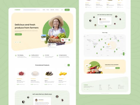 Ux Design Principles, Farmer Market, Ui Design Website, Custom Web Design, Fresh Market, App Interface, Template Site, Web Template Design, Marketing Website