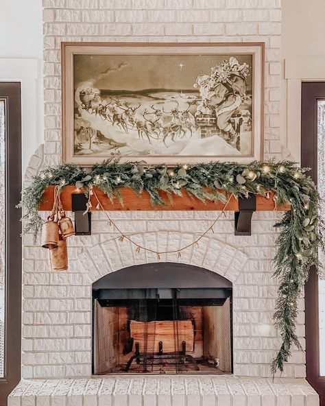 Christmas Mantle Decor Fireplaces Rustic, Norfolk Garland, Christmas Mantle Decor Fireplaces, Mantle Brackets, Mantel Candles, Amazon Christmas Decorations, Christmas Fireplace Mantels, Farmhouse Winter Decor, Amazon Christmas