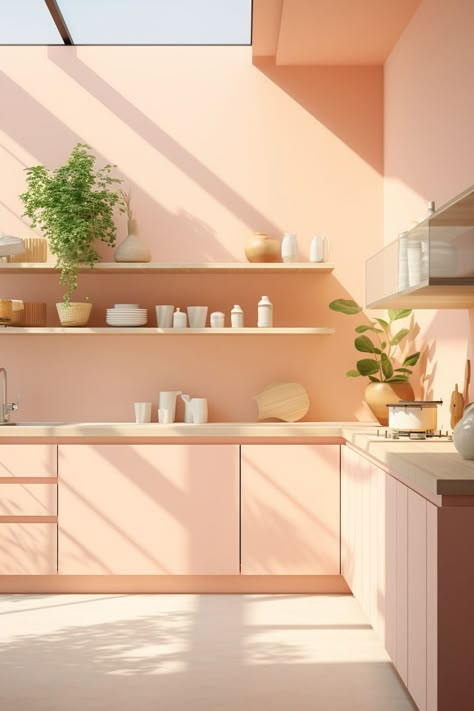 Peach Kitchen Walls, Apricot Kitchen, Coral Kitchen, Mint Kitchen, Peach Kitchen, Ikea New, Color Combinations Home, Red Lavender, Peach Walls