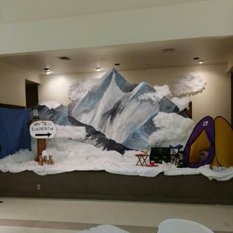 Vbs mount everest 2015 Alaska Vbs Decor, Alaska Vbs, Northern Lights Decorations, Everest Vbs 2015, Everest Vbs, Theatre Backdrops, Himalayas Mountain, Ganpati Decoration At Home, Apres Ski Party