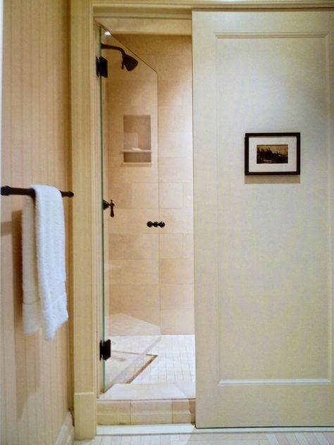 Tiny Bathtub, Powder Room Redo, Hidden Shower, Powder Room Remodel, Tiny Bath, House Bathrooms, Downstairs Bathroom, Upstairs Bathrooms, Secret Rooms