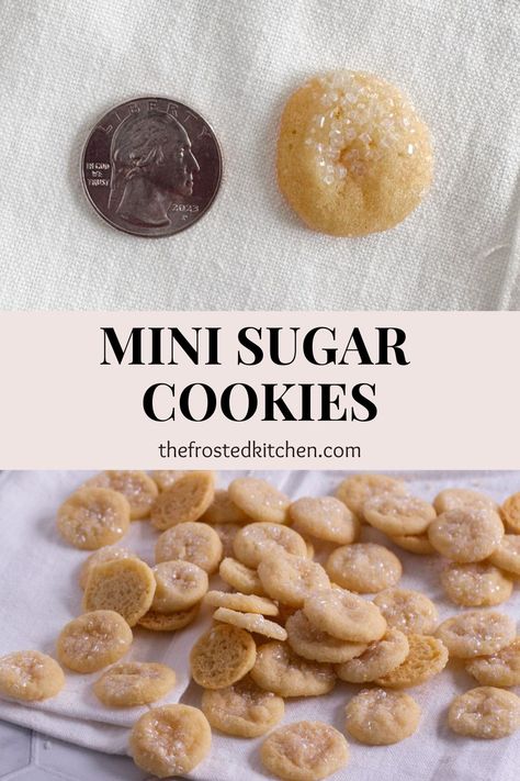 Mini Sugar Cookies Mini Sandwich Cookies, Small Sugar Cookie Recipe, Mini Cookies Recipe, Mini Cookie Recipe, Work Desserts, Tiny Cookies, Mini Sugar Cookies, Bakery Stand, Sprinkle Cookies Recipe