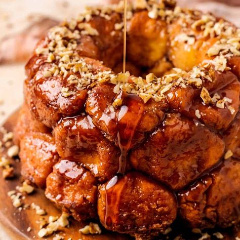 Gluten Free Monkey Bread - This Vivacious Life Gluten Free Monkey Bread, Ebelskiver Recipe, Easy Sticky Buns, Cinnamon Roll Muffins, Caramel Glaze, Gluten Free Christmas, Easy Cinnamon, Gluten Free Sweets, Monkey Bread