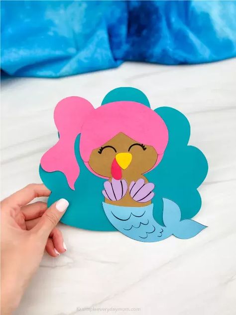 Turkey Disguise Project Template, Mermaid Turkey Disguise Project, Disguise A Turkey Mermaid, Disguising A Turkey Craft, Mermaid Turkey Disguise, Disguising A Turkey, Disguise A Turkey Ideas Kids, Disguised Turkey, Tom The Turkey