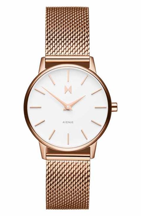 MVMT Avenue Lexington Mesh Strap Watch, 28mm Watches For Women Classy, Classic Minimalist Style, Mvmt Watches, Classic Jewelry Pieces, Colorful Watches, Finds On Amazon, White Dial Watch, Watch Ideas, Diamond Watches