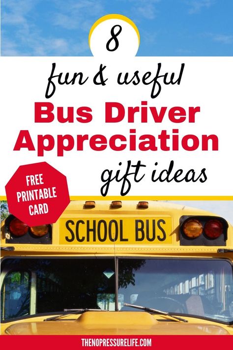 These inexpensive school bus driver gift ideas are perfect for Bus Driver Appreciation Day, Christmas, and the end of the school year, too! Plus, you can get a free printable thank you card for the bus driver! #busdriver #giftguide #busdriverappreciation Retirement Gifts For Bus Drivers, Bud Driver Appreciation, School Bus Gift Ideas, Free Bus Driver Appreciation Printables, Best Bus Driver Gifts, Gift Ideas For Bus Driver, Christmas Gifts For Bus Drivers, Thank You Bus Driver, School Bus Driver Appreciation Ideas