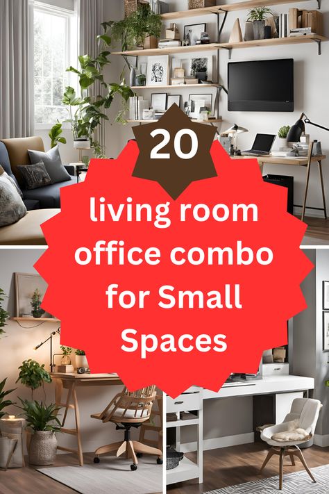 Find inspiration with these 20 living room office combos tailored for small spaces! Beautiful, efficient, and practical solutions for your home. ✨🛋️ #LivingRoomIdeas #OfficeInspiration #SmallSpaceSolutions Small Living Room Workspace Desk Ideas, Lounge With Desk Area, Workspace In Living Room Small Spaces, Home Office In Small Living Room, Condo Den Ideas Small Spaces, Small Apartment Office Space Living Room, Tiny Living Room With Desk, Office Set Up In Living Room, Office Space In Living Room Apartment