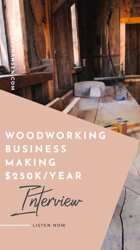 Make money from HOME! How to run a $250,000 woodworking business from your garage interview with Alex Jangard from Heart of Timber! Take a listen and discover how you can make money from home doing something you love! Side Hustle Jobs, Side Hustle Passive Income, Home Side Hustle, Woodworking Business, Jobs For Moms, Hustle Quotes, Money Making Jobs, Online Side Hustle, Online Work From Home