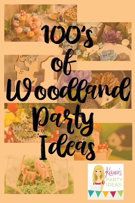 You will find hundreds of Woodland Party Ideas here! It is your one-stop for free printables, first birthday ideas, decorations, food ideas, and so much more! | Kara's Party Ideas Birthday Ideas Decorations, Woodland Party Ideas, Woodland Creatures Party, First Birthday Ideas, Woodland Party Decorations, Woodland Animals Party, Shower Photos, Woodland Animal Birthday, Fairy Tea Parties