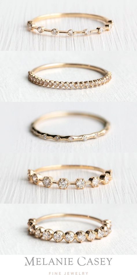 Stack Rings Wedding, Pretty Rings Simple, Stackable Wedding Rings, Gold Wedding Bands, Simple Wedding Bands, Unique Wedding Band, Melanie Casey, Stacked Wedding Bands, Stackable Rings Wedding