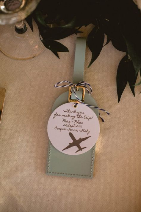 Wedding Table Gifts For Guests, Table Gifts For Guests, Wedding Table Gifts, Cinque Terre Wedding, Luggage Tag Wedding Favor, Luggage Tags Wedding, Table Gifts, Destination Wedding Favors, Inexpensive Wedding Favors