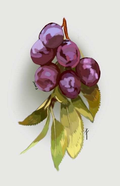 Paint digital fruit grapes Blocky Painting Style, Fruit Study, Painting Style, Art Style, Paint, Fruit, Canning, Art