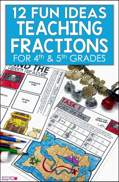 Get 12 creative ideas for teaching fractions and fun ways to teach fractions for 3rd grade, 4th grade, and 5th grade! These helpful ideas include teaching equivalent fractions with food, worksheets grade 4, activities, craft, and even fractions escape rooms! From Jeopardy math games to simple fraction worksheets and coloring pages, you’ll love these fun ways to teach fractions! 4th Grade Fractions Activities, Teaching Fractions 4th Grade, Fraction Activities 4th Grade, Fraction Worksheets Grade 4, Grade 4 Activities, Fractions With Food, Equivalent Fractions 4th Grade, Fractions 4th Grade, Simple Fractions Worksheets