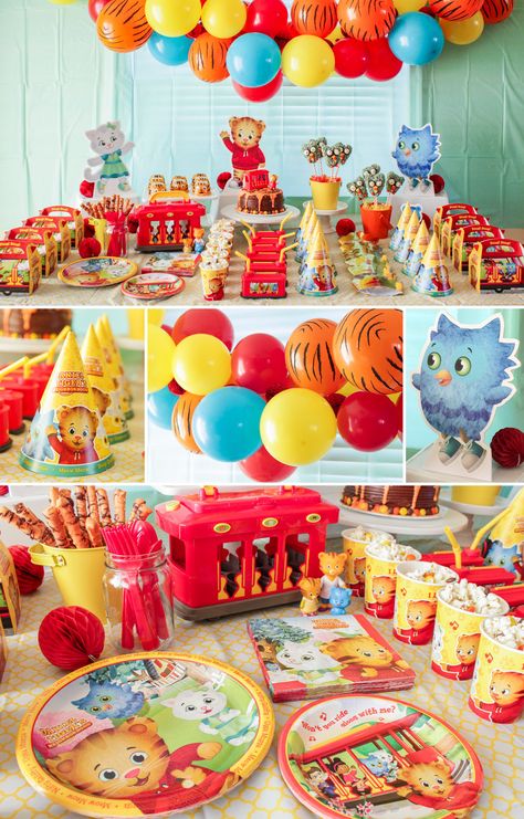 Daniel Tiger Decorations Daniel Tiger Dessert Table, Daniel Tiger Party Decorations, Tiger Decorations, Daniel Tigers Neighborhood Birthday Party, Daniel Tiger Party, Daniel Tiger Birthday Party, Tiger Party, Tiger Birthday Party, Tiger Birthday