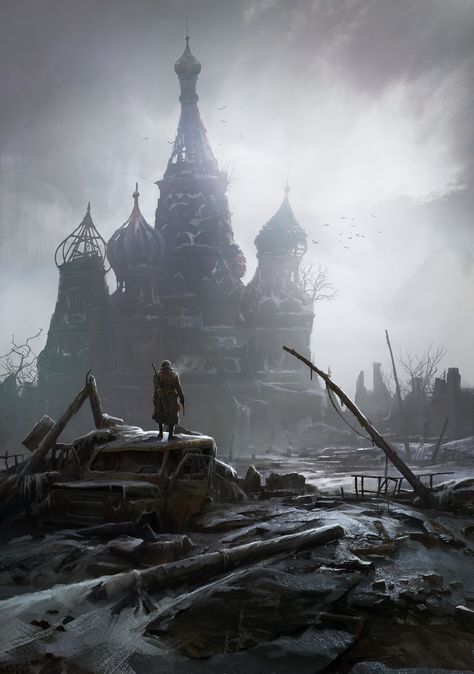 Metro 2033 illustration, Sergey Vasnev on ArtStation at https://www.artstation.com/artwork/KeOJeX Metro Fanart, Post Apocalyptic Games, Metro Last Light, Apocalypse Landscape, The Hunting Party, Dystopian Art, Apocalypse Character, Metro 2033, Nuclear Winter