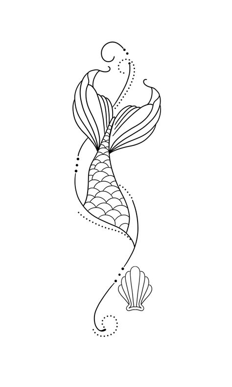 Mermaid Line Drawing Simple, Mermaid Tattoo Outline, Mermaid Tattoo Minimalist, Mermaid Line Art, Mermaid Tail Tattoo, Mermaid Tail Drawing, Mermaid Outline, Mermaid Tattoo Designs, Mom Tattoo Designs