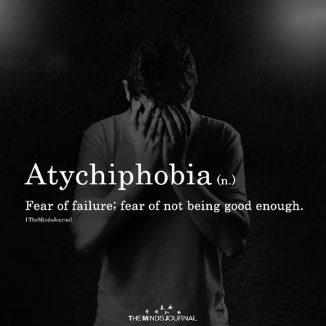 Atychiphobia - https://themindsjournal.com/atychiphobia/ Types Of Phobia With Meaning, Different Types Of Phobia, Phobia Types, Phobia Aesthetic, Big Words And Definitions, Phobia Words, Unique Words Definitions, Uncommon Words, Fancy Words