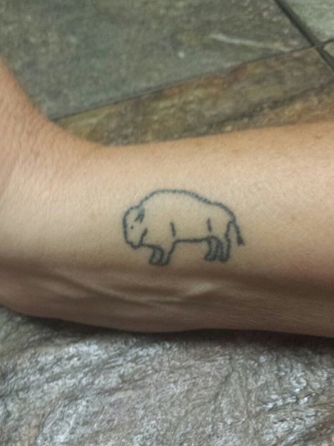 North Dakota proud! Loving my Bison wrist tattoo. Bison Tattoo, Buffalo Tattoo, Wrist Tattoo, Nail Tattoo, Creative Tattoos, North Dakota, Tattoo Designs Men, Wrist Tattoos, South Dakota