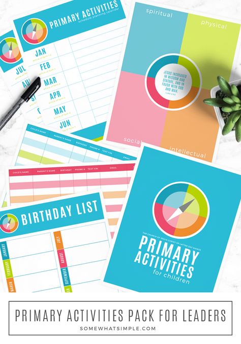 This Primary Activities Printable pack is the perfect companion for leaders to plan activities, help set goals, and keep track of important information.  This is a great resource for the 2020 primary year.  #ldsprimary #churchofjesuschristprimary2020freeprintable #2020printableprimaryactivitysheets #newldsprimaryactivitiesprogram #ldsprimaryactivitydays2020 Lds Primary Activities, General Conference Activities, Sunday Ideas, Primary Activity, Primary Presidency, Primary Program, Activity Day Girls, Goal Charts, Goals Sheet