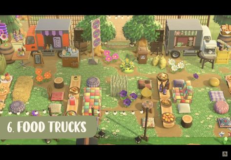 Acnh Food Truck, Animal Crossing Food, Animal Crossing Build Ideas, Acnh Diy, Forest Core, Acnh Island Ideas, Animal Crossing Codes, Acnh Codes, Acnh Inspo