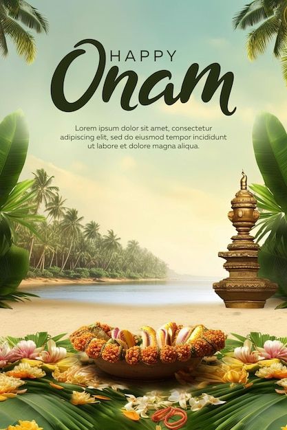 PSD happy onam day greeting design | Premium Psd #Freepik #psd #kerala-onam #happy-onam #onam-festival #onam-poster Onam Jewellery Creative Ads, Onam Instagram Post, Onam Sadhya Poster, Onam Greetings In Malayalam, Onam Social Media Post, Onam Festival Poster, Happy Onam Creative, Onam Creative Ads, Onam Creatives